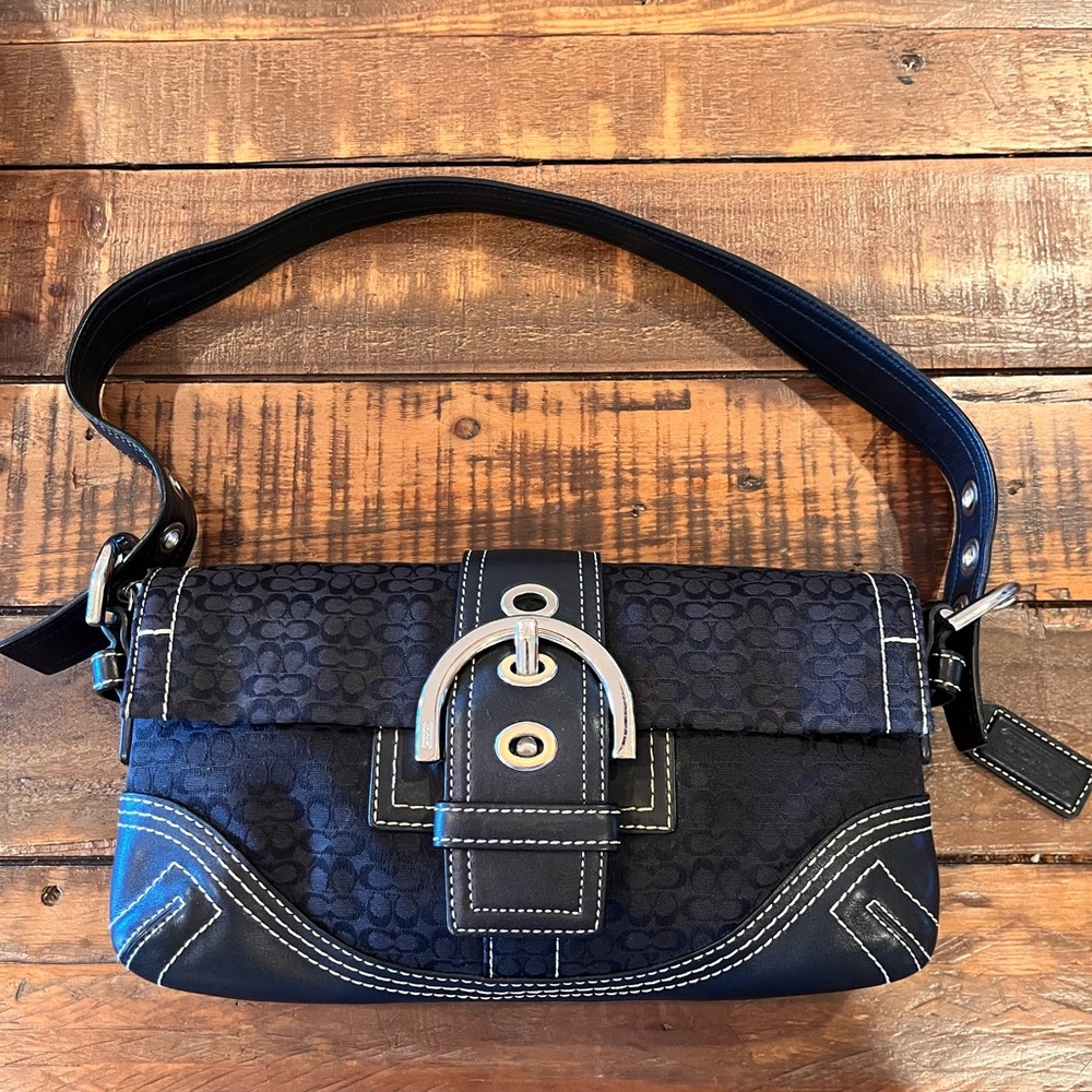 Vintage Coach Soho Black Signature C Pattern Canvas Y2K F05Q-3628